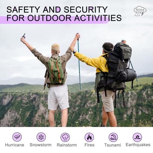Image of MaxTalker Walkie Talkies Long Range, FRS Two Way Radio (2-Pack, Purple) | Rechargeable 1200mAh USB-C walkie talkie with NOAA, LED flashlight & VOX, Ideal for hiking, camping