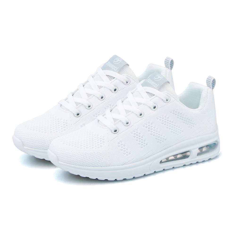 Baskets Femmes Chaussures de Running Respirantes pour Femme Chaussures de Sport pour Femme Athlétiques Légères Lacer Plat Noir Bleu Rose 35-44 EU - 5