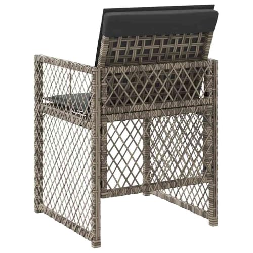 Chaise de jardin résistante aux intempéries en rotin gris avec coussin lavable - 8