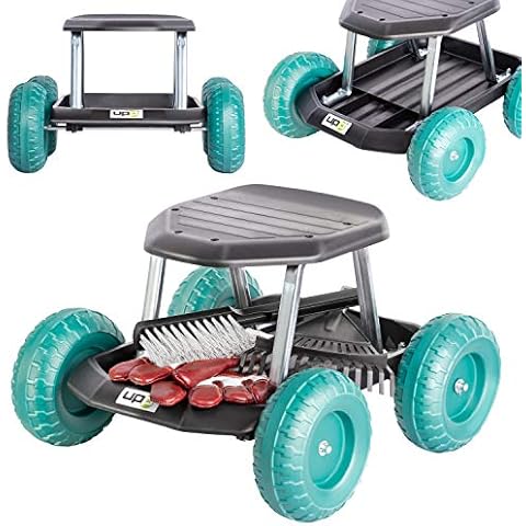 UPP Gardening Seat on Wheels | Rolling Weeding Stool for Backpain-Free Gardening | Garden Cart With Seat and Storage Tray for Hand Tools | Lightweight Rolling Seat for Easy Manoeuvrability Cover
