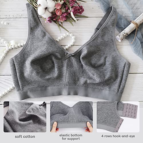 Sheroine Women's Cotton Wirefree Plus Size Unlined Bra Full Coverage Non-Padded Ultrathin Comfort Everyday Soft Bras(Grey,42B) #TOP5