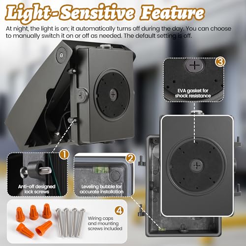 Garrini Dusk to Dawn LED Wall Pack Light, Photocell Sensor for Outdoor Lights, 3 Wattage Options(45W/60W/75W), 3 CCT Options, Wall Light Security Fixture for Backyard, Garage, Warehouse 120-247V, ETL by Garrini - Image 4
