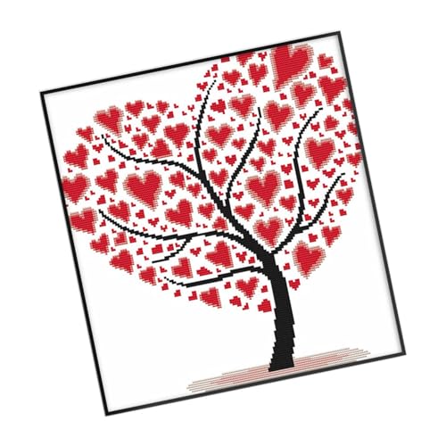 Kit broderie coton arbre d'amour point de croix à offrir en cadeau de loisirs créatifs