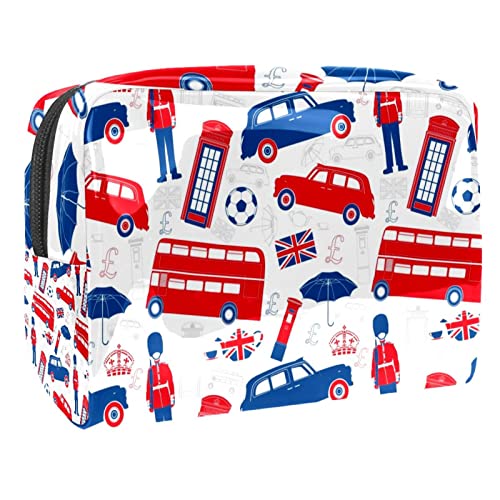 Sac de maquillage rouge Londres trousse de voyage zippée pour cosmétiques ordonnés
