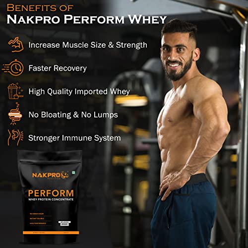 Image of NAKPRO NUTRITION Perform Whey Protein Concentrate | 1kg Unflavoured | 26g protein, Trustified Certified