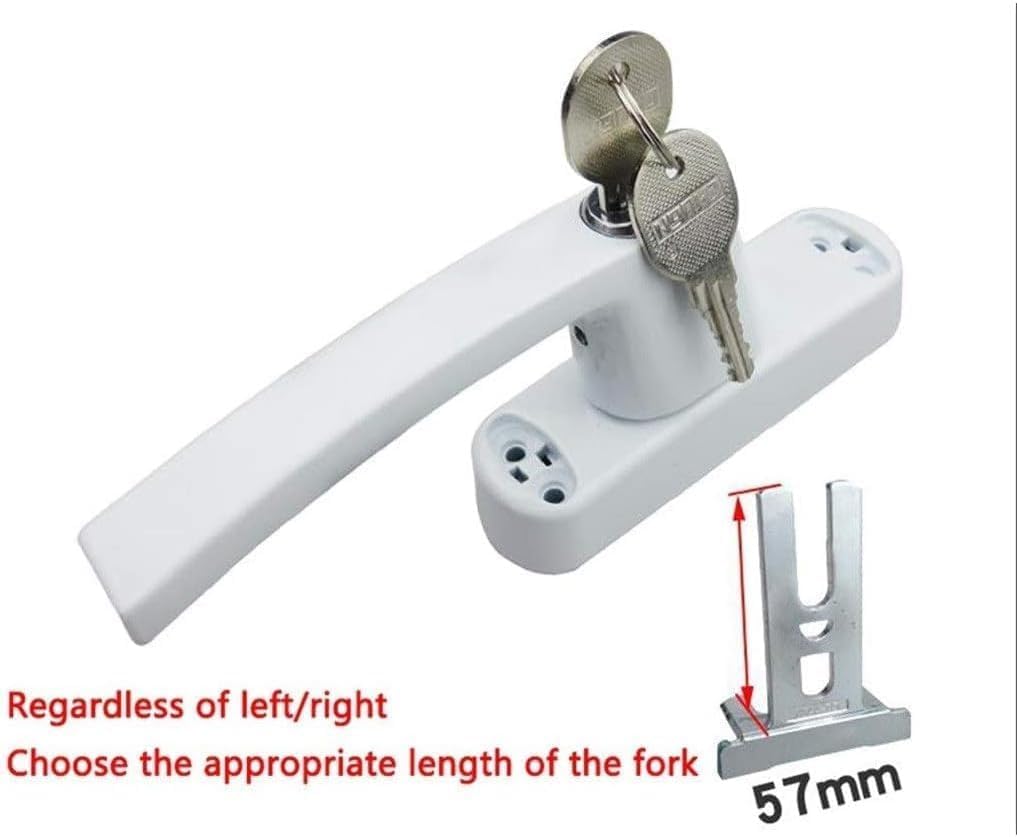 window locking handles, Door And Window Handles, Alloy Plating Polishing Drive Handle With Key Linkage Handle Lock Door And Window Security Door Handle (Color : Gold, Size : The length of the fork ( C