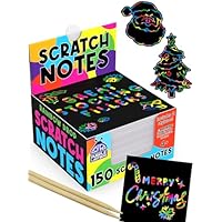 Stocking Fillers Kids Rainbow Scratch Notes - 150 Sheets - Fits Small Gift Bags, Teen Boy & Teenage Girls Stocking Fillers - Early Christmas Presents for Kids and Teens - Craft Activity Gift for Teens