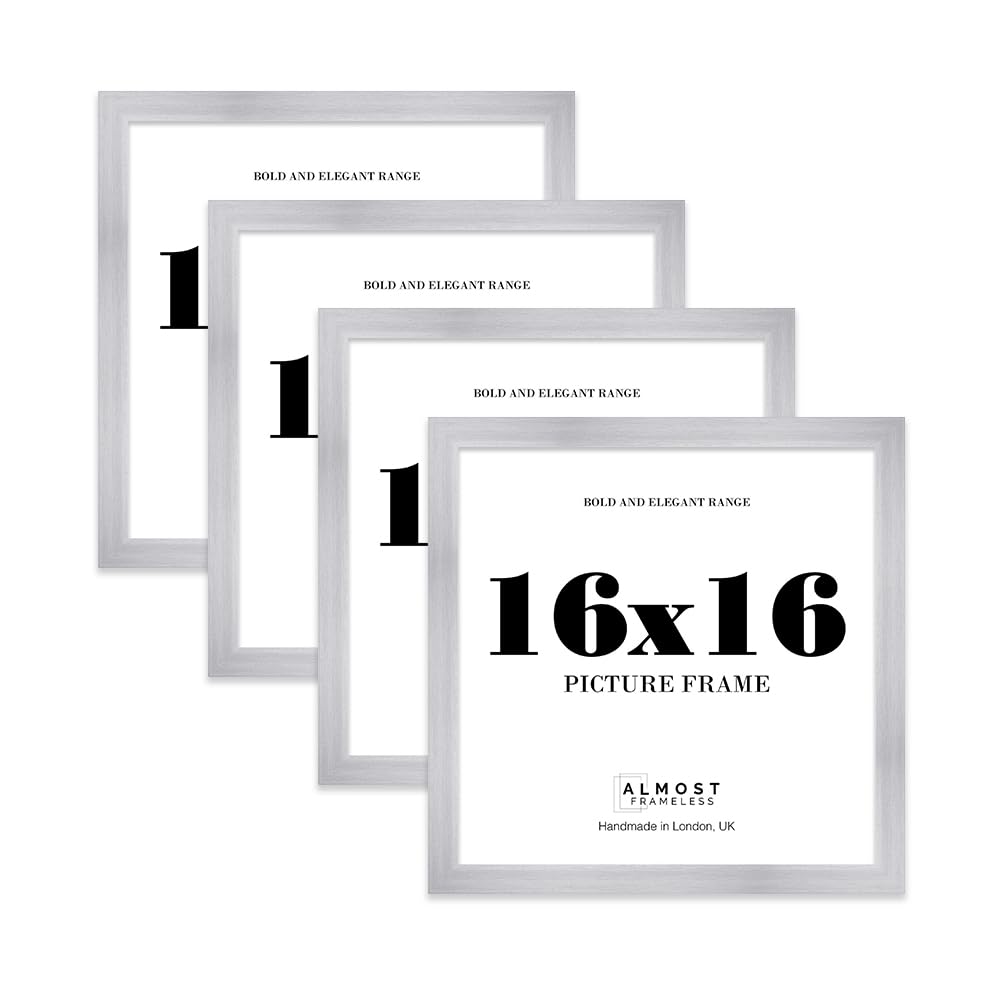 16x16 Photo Frame, Display 16x16" Pictures (22.9 x 15.2cm) Picture Frame for wall Display - Silver - 4 Pack