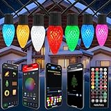 Christmas Outdoor Lights C9 33FT 50 LEDs, Smart APP Remote Control RGB String Lights Plug in, DIY Chasing Xmas Lights, Color Changing with Timer & Music Sync for Holiday Xmas Tree Decoration