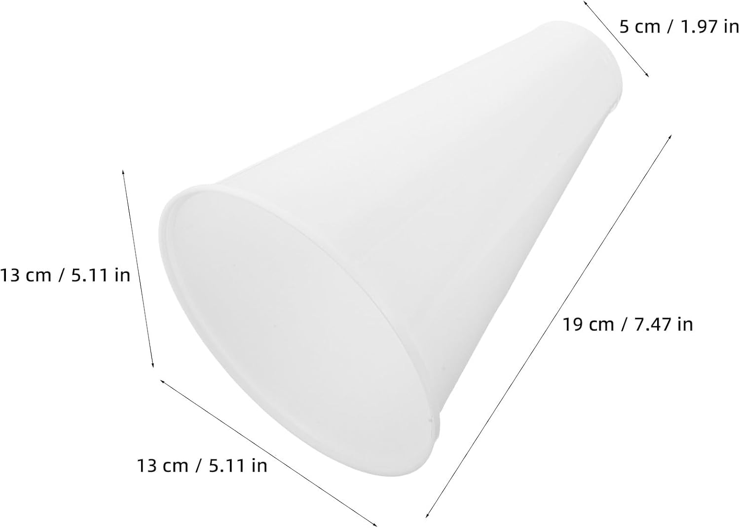 KALLORY 4pcs Handheld Plastic Megaphone White Cheer Prop 7.5-Inch | Portable Mini Plastic Megaphones - Cheerleader Fun Bullhorn for Team Rally - Cheering Props for DIY Team Spirit Supplies