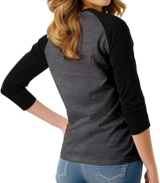 3/4 Sleeve Womens Baseball Shirt – Womens V Neck T Shirts Raglan Sleeve Women Tops, Classic Baseball Jersey Women - Image 2