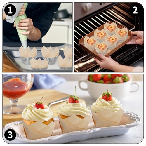 Tulip Muffin Cases - Greaseproof Baking Cups for Large Muffins Perfect for Family Birthdays, Weddings (100) - Image 3