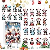 Calendrier De L'avent Panda De Noël 2024, Calendrier De L'avent Pendentif Panda Avec 24 Pièces Panda 2D, Pendentif Arbre De Noël Décoration Pendentif Voiture, Ornement Panda Calendrier Compte Rebours