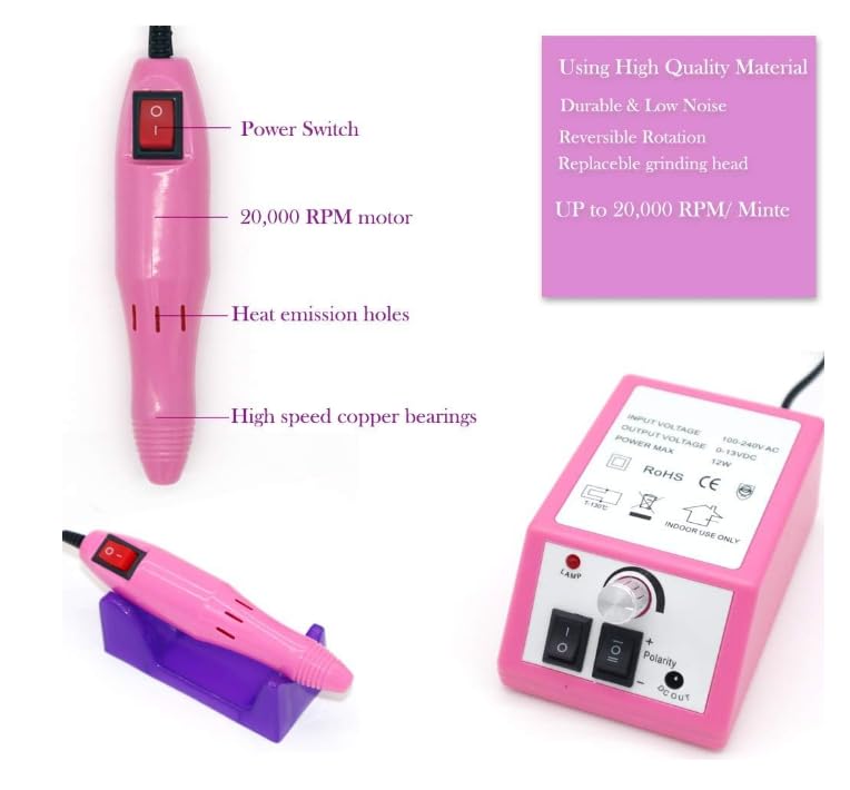 Electric Nail Drill Machine Nail File Drill Set Kit for Acrylic Nails, Gel Nail, Nail Art Polisher Sets Glazing Nail Drill Fast Manicure Pedicure MACHINE (MERCEDES) - Image 5