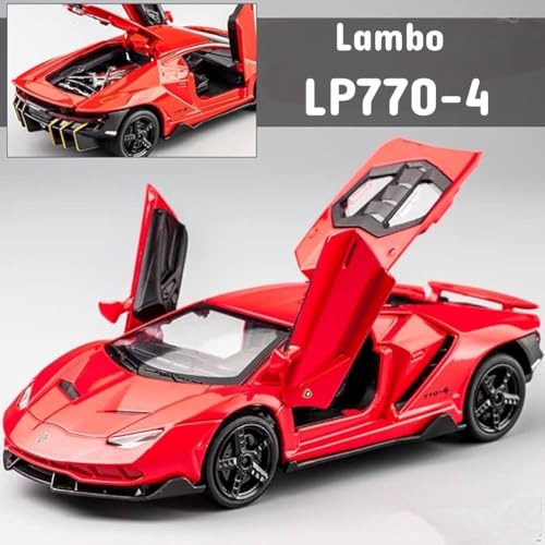 Image of Lambo LP770-4 Die-Cast Metal Toy Car 1:32 Scale with Pull-Back Action, Lights & Sound, Openable Doors, Realistic Model Car for Kids
