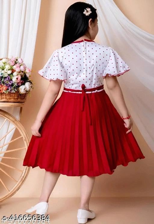 Image of Kids Girls Cotton Linen Knee Length Frock Dress