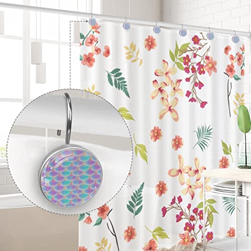 Crochets rideau de douche acier inoxydable anneaux salle de bain décoratifs écailles sirène - 5