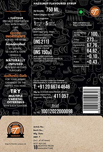 Image of Tastecraft Hazelnut Flavoured Syrup 750ml