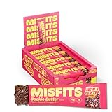 Misfits Vegane Proteinriegel, Keksbutter – aktualisiertes Rezept | Low Sugar & Carb, High Fiber Snacks | 15 Stück