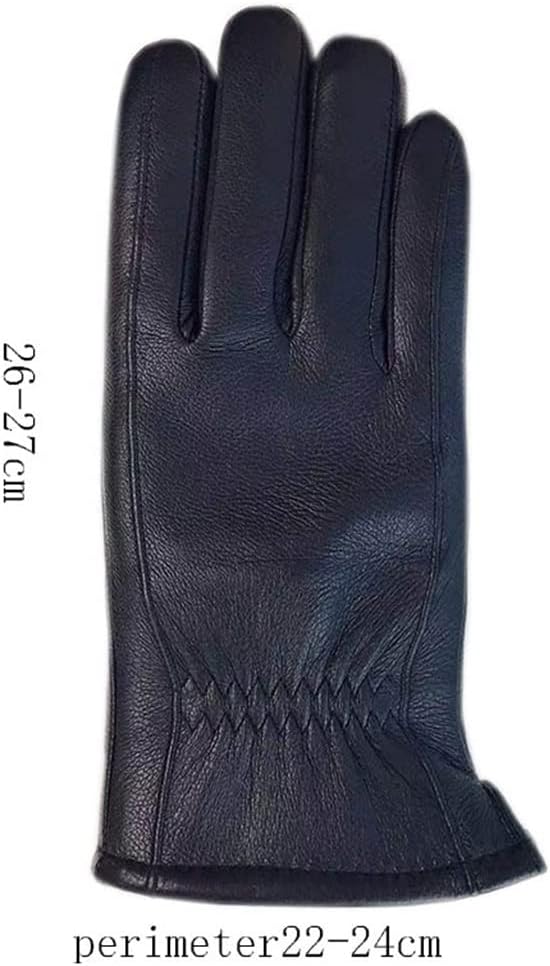 n/a Men's Winter Thickened Gloves Warm Plush Lining Cold-Proof Leather Gloves Men's Mittens (Color : A, Size : 13.5) : Clothing, Shoes & Jewelry