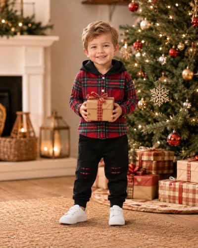 Image of Renotemy Toddler Baby Boy Clothes Winter Hoodie Flannel Boys Outfits 12M-4T