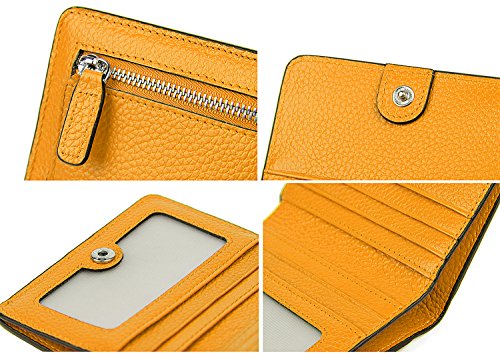 AINIMOER Small Leather Wallet for Women, Ladies Credit Card Holder RFID Blocking Women's Mini Bifold Pocket Purse, Yellow - Thumbnail 7