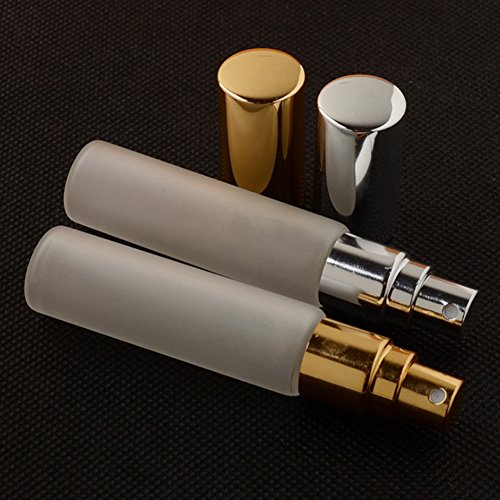 Enslz Lot de 6 flacons vaporisateurs en verre givré - 10 ml - Rechargeables - Pour parfum - 2 pipettes de 3 ml (doré) - Image 7