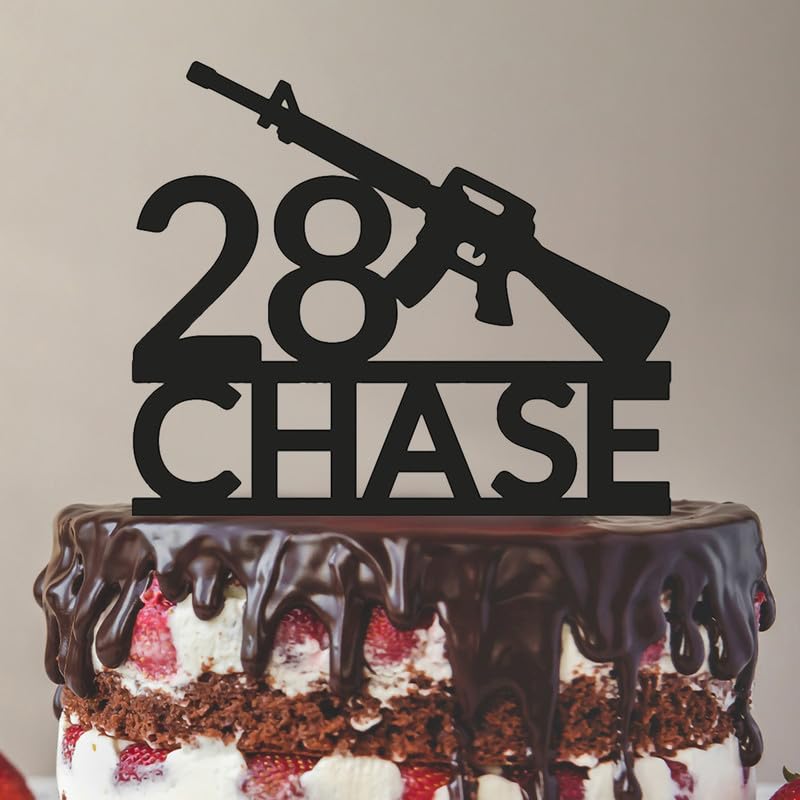 Gun Cake Topper Birthday Gun Lover Custom Enthusiast, 6-7.8 Inch Acrylic or Wood Customized Silhouette, Amalifcor-topper240222-a011 — image 1