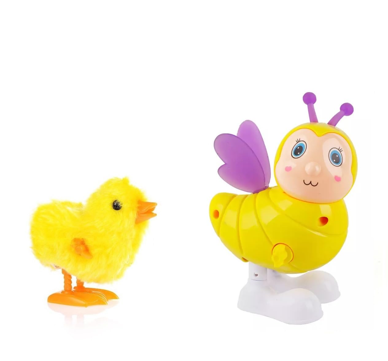 Quasar Wind Up Cute and Colorful Bee with Soft Bird Combo Pack Toy Pull Back Toy Key Operated Vehicle Playsets Fantastic Birthday Gifts Little Children (Pack of 2) - Multicolor