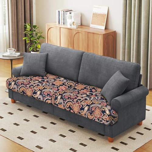 Image of YISUN Sofa Couch Cushion Covers, Stretch Printed Couch Seat Slipcover, Soft Couch Cover for Dogs, Washable Non-Slip Furniture Protector for Sectional Armchair Loveseat (Yellow, 2 piece)