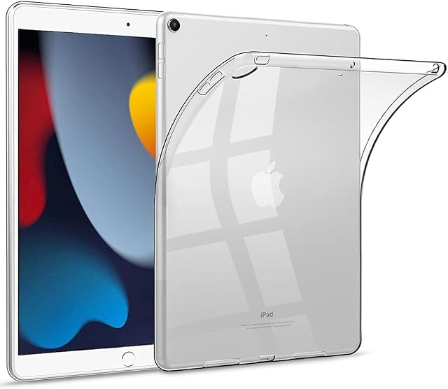 HBorna Case for iPad 9th Generation (2021)/8th Generation (2020)/7th Generation (2019), Slim Clear Case Cover Silicone TPU Back Protective Case Protector for iPad 10.2 Inch, Transparent
