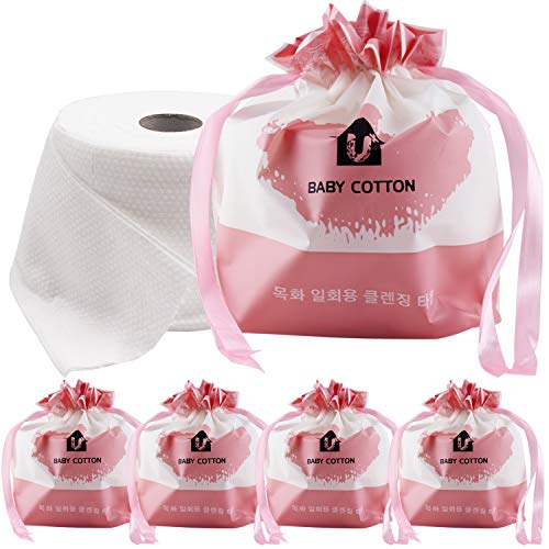 Disposable Face Towel, Disposable Facial Towel, Used as Cleaning Towelettes, Discharge Makeup Cotton, Facial Cleaning Cloth, Soft Cotton Towels for Sensitive Skin(80 Count/4 Pcs)