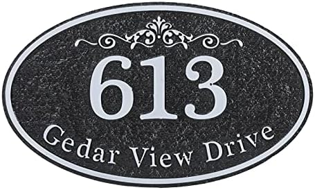 Address Plaque Sign Oval - Custom Home Address Numbers Plate House sign - Personalized Garden Wall sign,Fade Resistance|Any Letter and Numbers 9.8 x 5.9 inches(Silver)