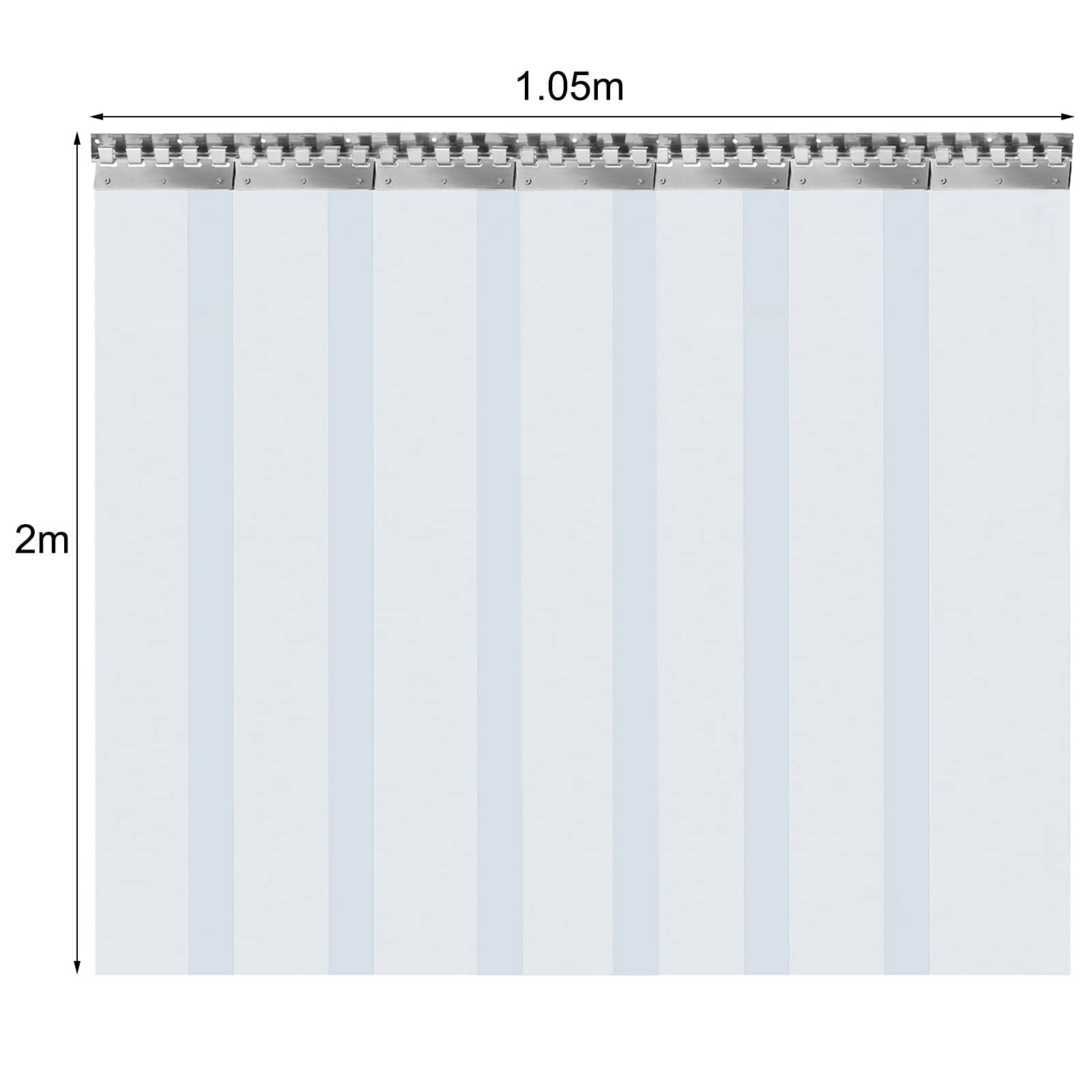 7 tende a lamelle in PVC, trasparenti, per porte pedonali, frigoriferi, frigoriferi (200 x 18 cm)