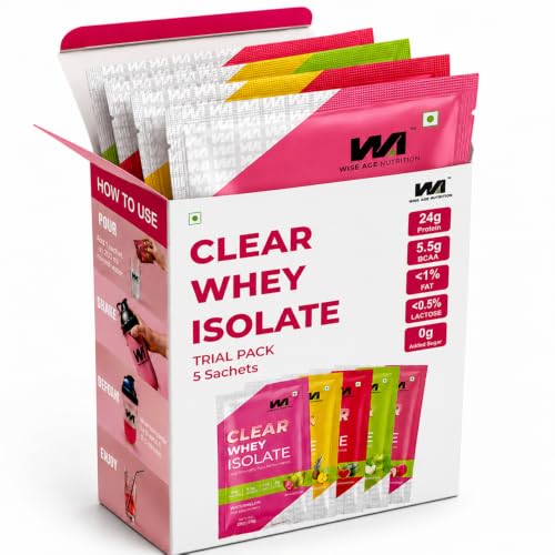 Image of Clear Whey Isolate 90% | 24g Protein Per Serving | 5 Servings | 28 G | 0.5% Lactose, 1% Fat, 0 Sugar | Fast Absorbing, Zero Bloating, Easy to Digest | Fast Muscle Recovery (ASSORTED)