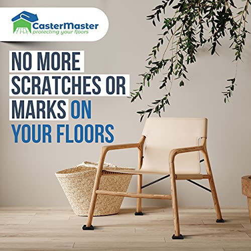 Castermaster Non Slip Furniture Pads - 2X2 Black Square Rubber Anti Skid Caster Cups Leg Coasters - Couch, Chair, Feet, And Bed Stoppers With Anti - Sliding Floor Grip (Set Of 4) #TOP4