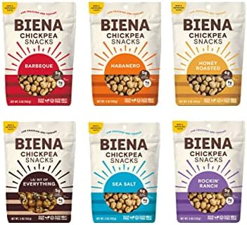 BIENA Chickpea Snacks Variety Pack | Gluten Free | Dairy Free | Vegetarian | Plant-Based Protein - 5 Ounce (Pack of 6) (Packaging May Vary)