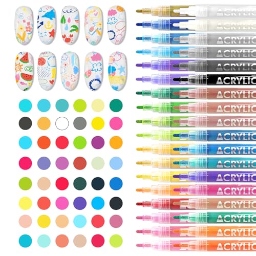 IONSGAKO 48 Colors Nail Art Pens Set Nail Polish Pens
