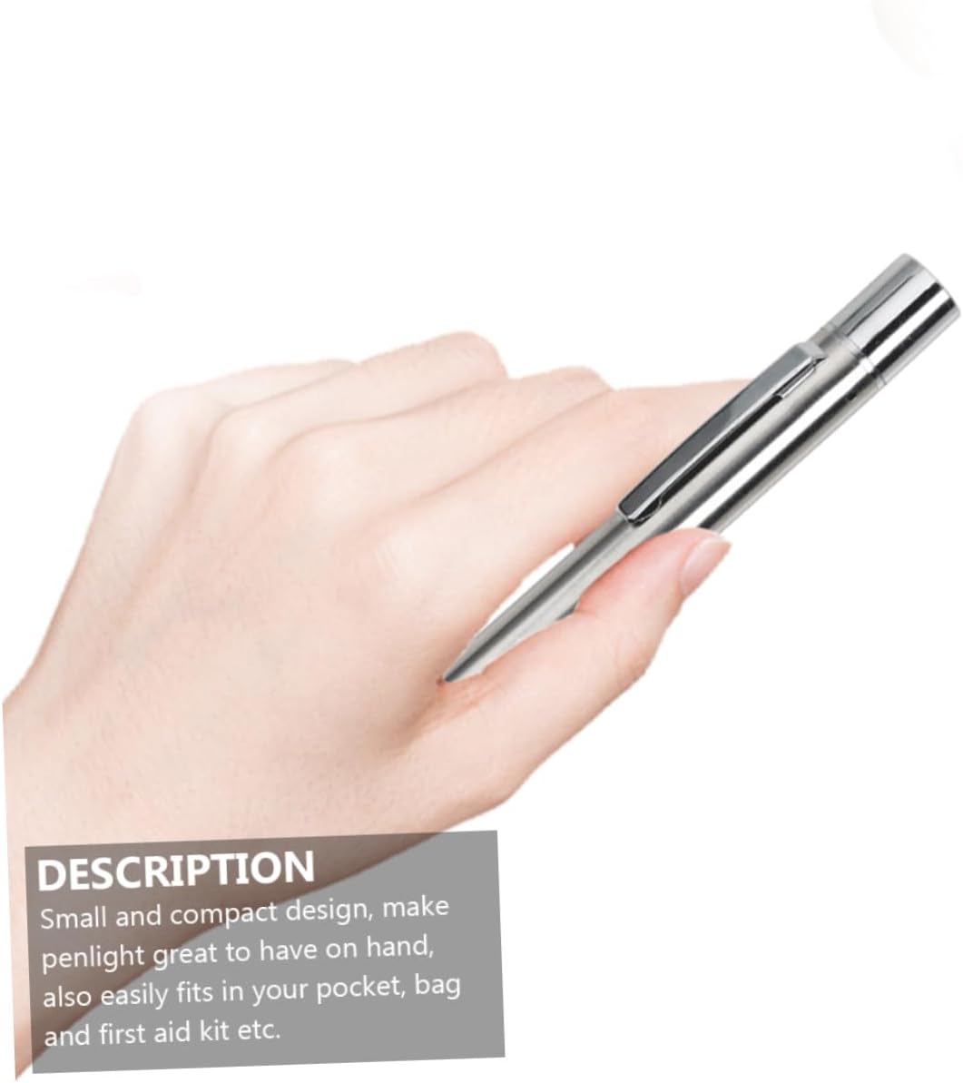 Veemoon USB Rechargeable Pen Light 2Pcs Stainless Steel Pocket Clip | LED Diagnostic Lamp, Silver Finish, Fits Pocket, Bag, First Aid Kit, Easy Carry