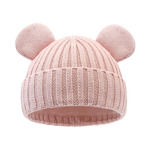 RUIKUNA Toddler Boy Winter Beanie Baby Knit Hat Warm Girl Beanies Newborn Cute Hats for Kids (6-24 Months, Pink)