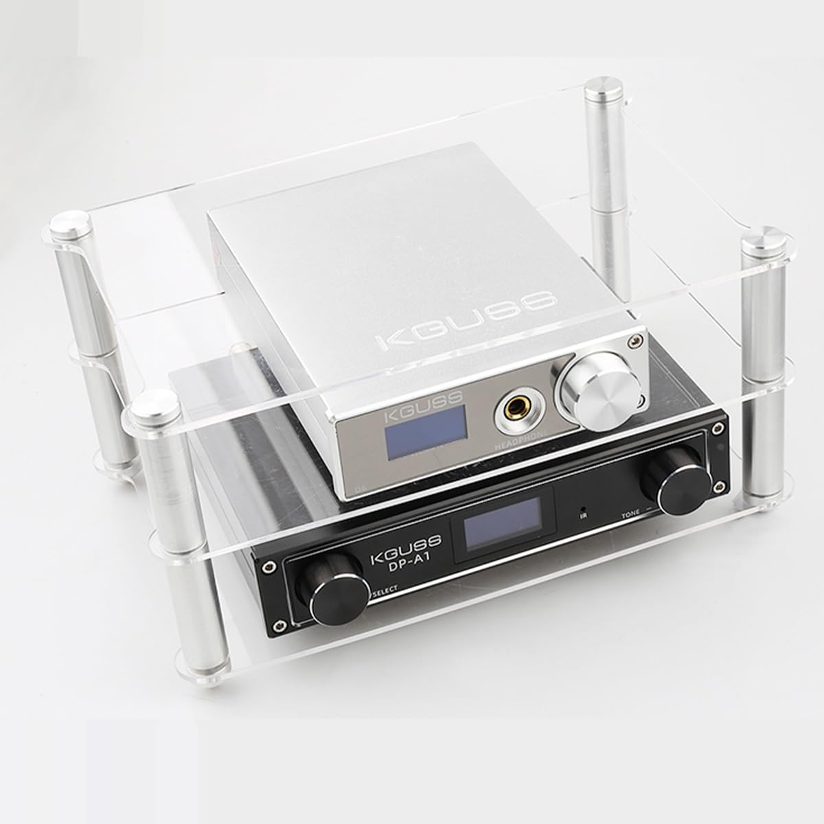 Mobile Stereo Hi Fi Rack In Acrilico, 2 Ripiani, Moderno, Scaffale Av, Per Giradischi, Soggiorno, Sala Giochi