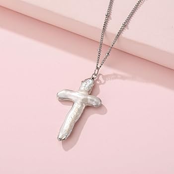 Amazon | 女性用パールクロス 絶妙な自然 淡水パールクロスネックレス