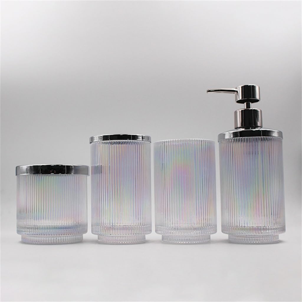 Glass Wash Set Glass Bathroom Four-Piece Vertical Striped Supplies House Home