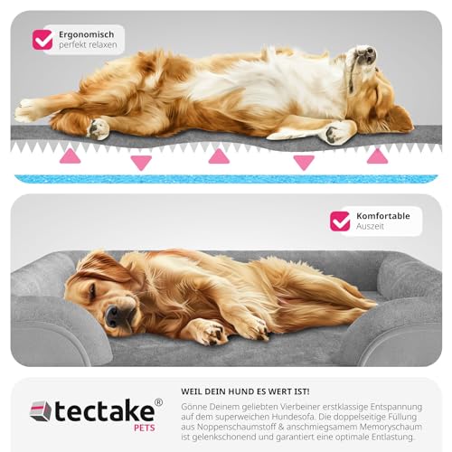 tectake® orthopädisches Hundebett, Kissen für Grosse und mittelgroße Hunde, flauschig und waschbar, Hundekörbchen mit Memory Schaum, Hundebox, Hundeliege, Hundekorb, Hundekissen (L - 94 x 72 x 18 cm)