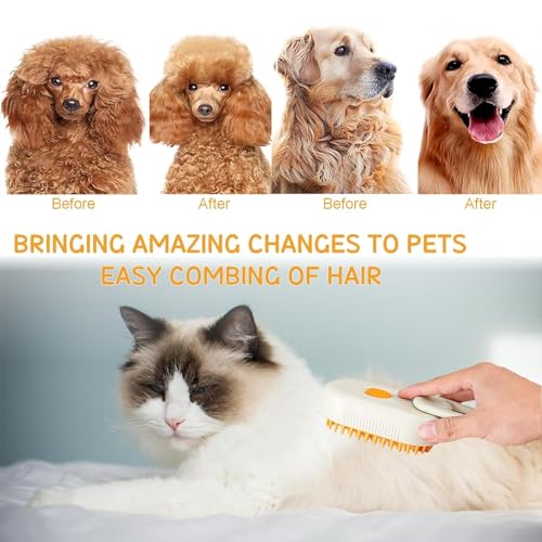 Image of 4-in-1 Cat & Dog Grooming Mist Steam Brush - Electric Pet Shedding Comb with Spray, Massage, and Cleaning - Anti-Hair Loss, Soft Silicone Bristles - for All Fur Types
