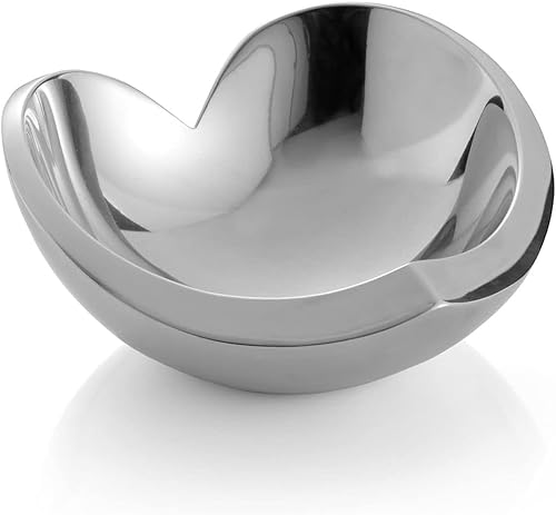 Nambe Cuenco de corazón clásico de aleación, diseño moderno en forma de corazón, para boda, aniversario, día de San Valentín, cuenco de amor, 8.5