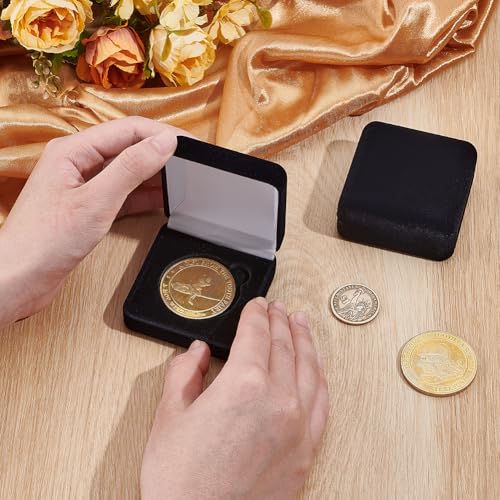Caja exhibidora cuadrada para monedas, 2 piezas, negro miniatura 3