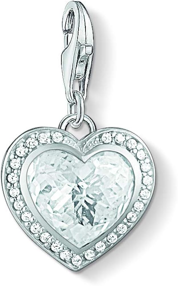 Thomas Sabo Women-Charm Pendant Heart Charm Club 925 Sterling Silver Zirconia white 1362-051-14