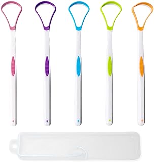 5 Pieces Tongue Scraper Cleaner for Adult & Kids, Colorful Plastic Tongue Brush Oral Care Scrapers Kits for Fresh Breath Mouth Health Cleaning Accessory