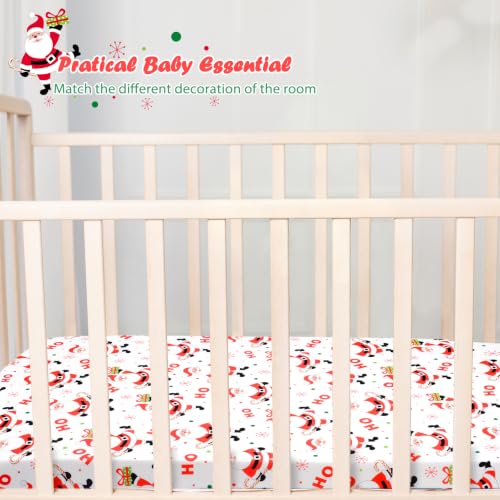 Image of JISEN Christmas Fitted Crib Sheets for Boys Girls 52x28 Inch Santa Claus